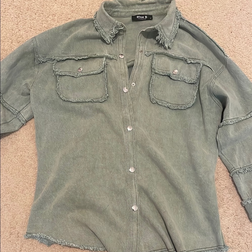 Blue B Women's Green Jean Jacket